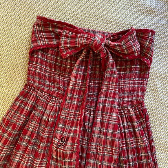 Damson Madder Pia Midi Dress in Red Check - Picture 2 of 7